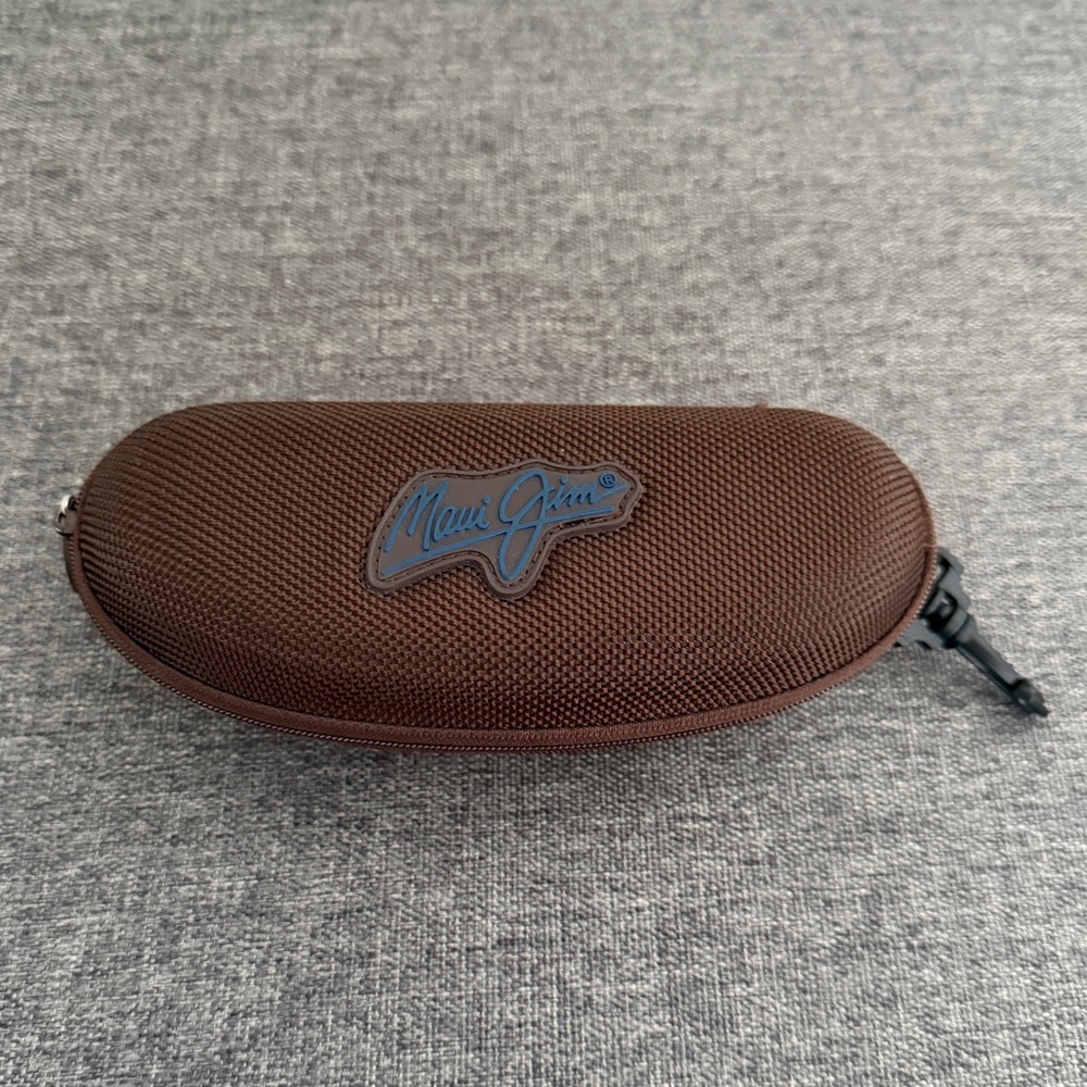 Maui Jim Brown Glasses Sunglasses Case Nylon Zipper Closure Clip Textured Blue